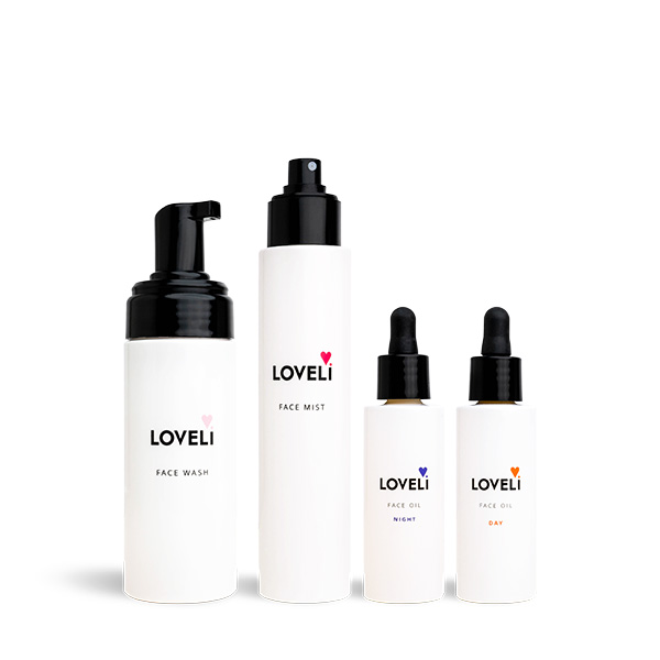 Loveli Face care set Face wash, Face mist, Face oil Day & Face oil Night