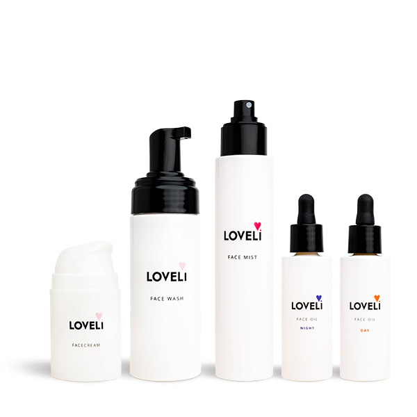 Loveli Face care set Face wash, Face mist, Face cream, Face oil Day & Face oil Night